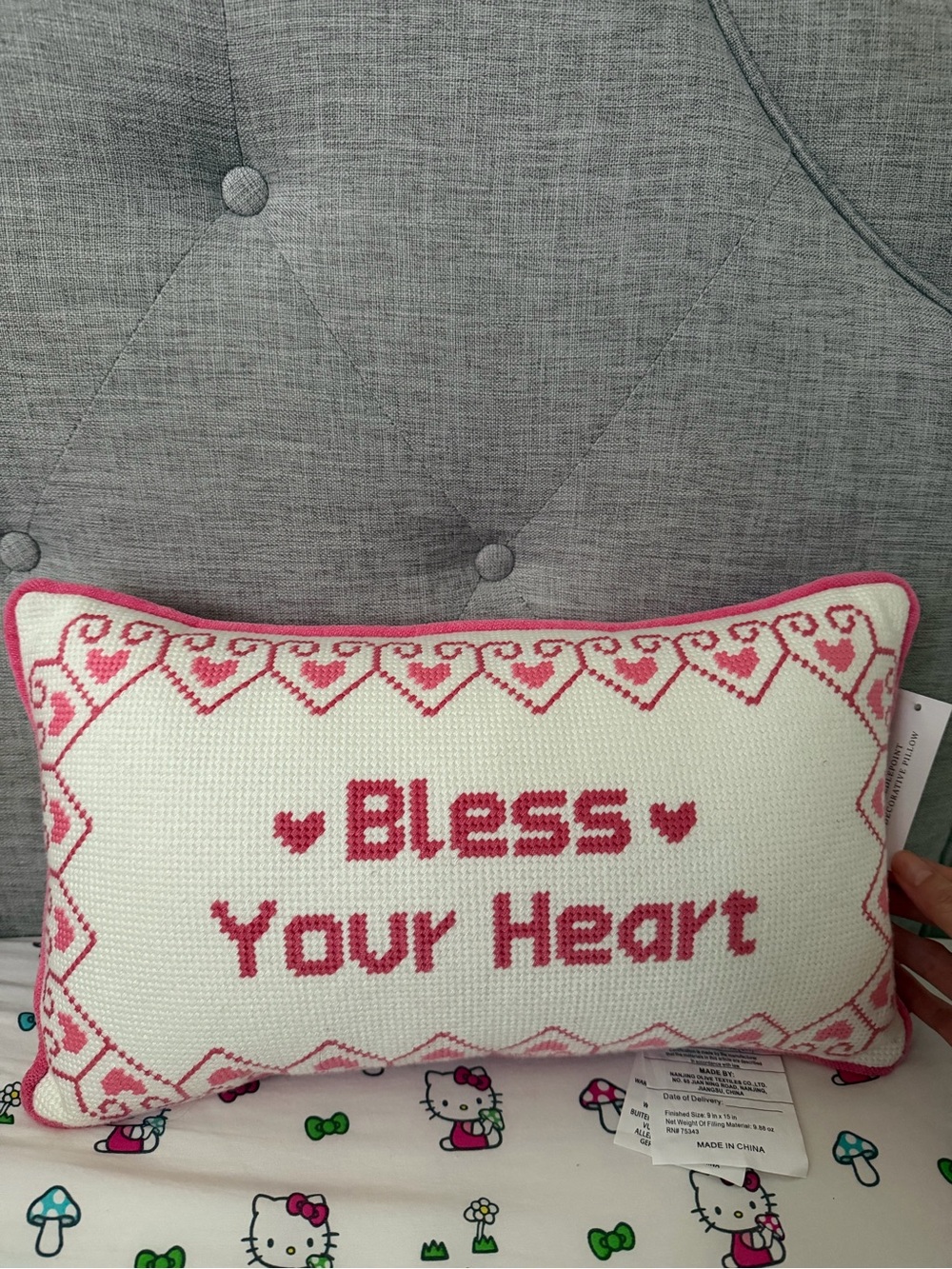 Cupcakes & cashmere bless your heart Hooked Pillow NWT Viral Tik Tok
